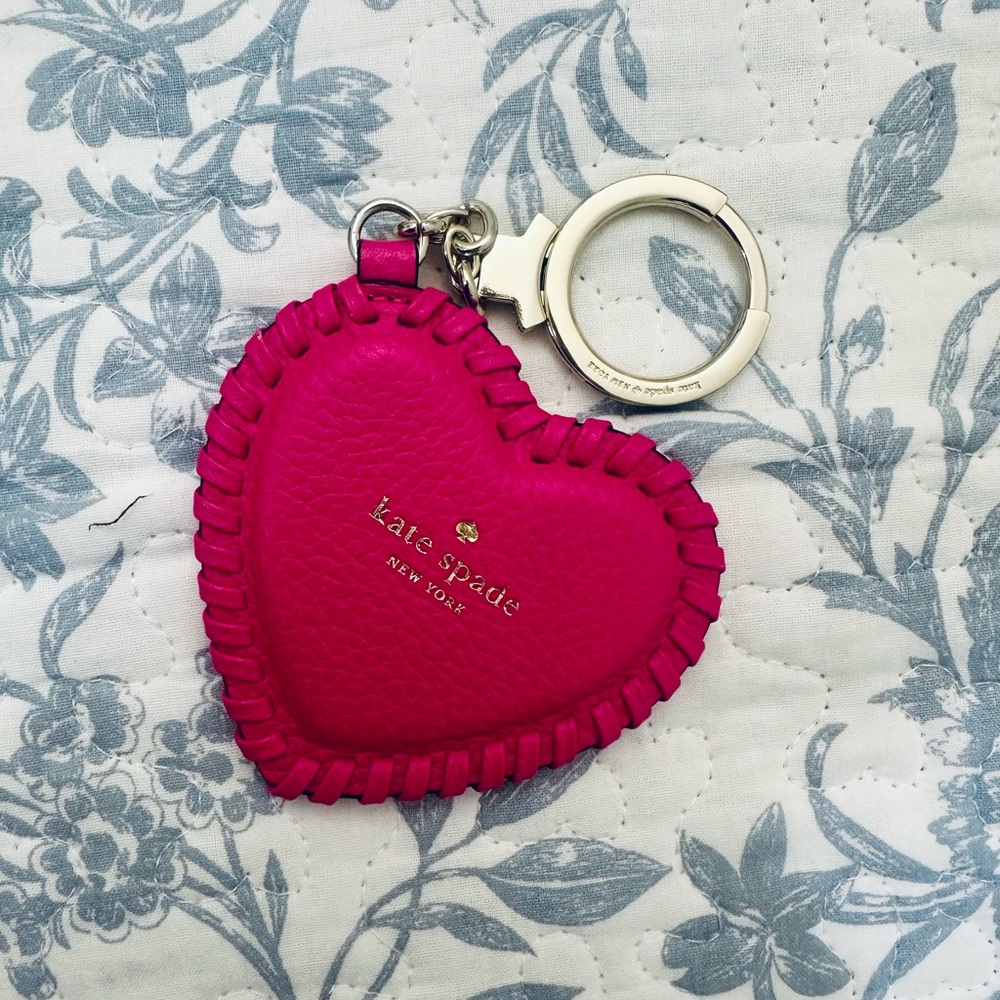 Kate Spade Pink Leather Heart Keychain